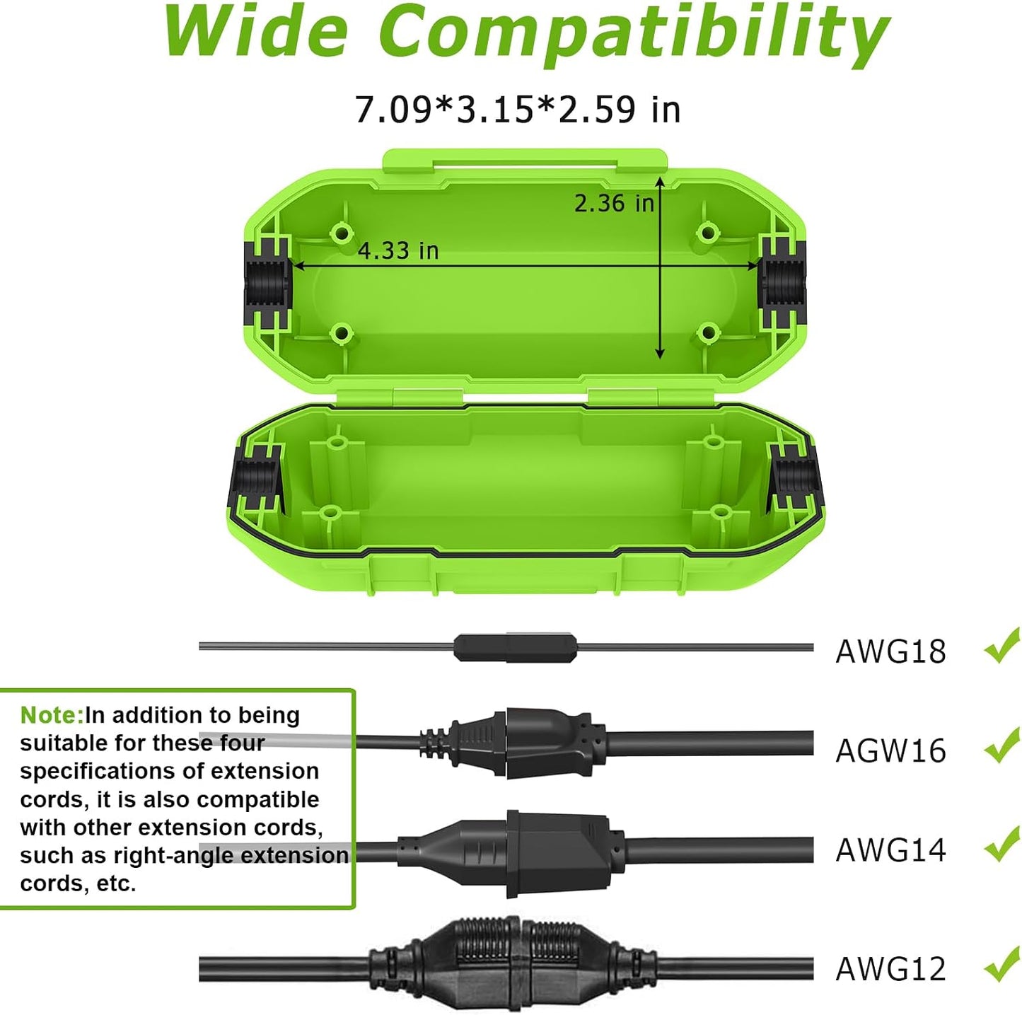 2 Fundas Cables Extensión Impermeables IP54 Verde