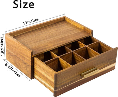 Organizador té madera acacia cajón almacenamiento