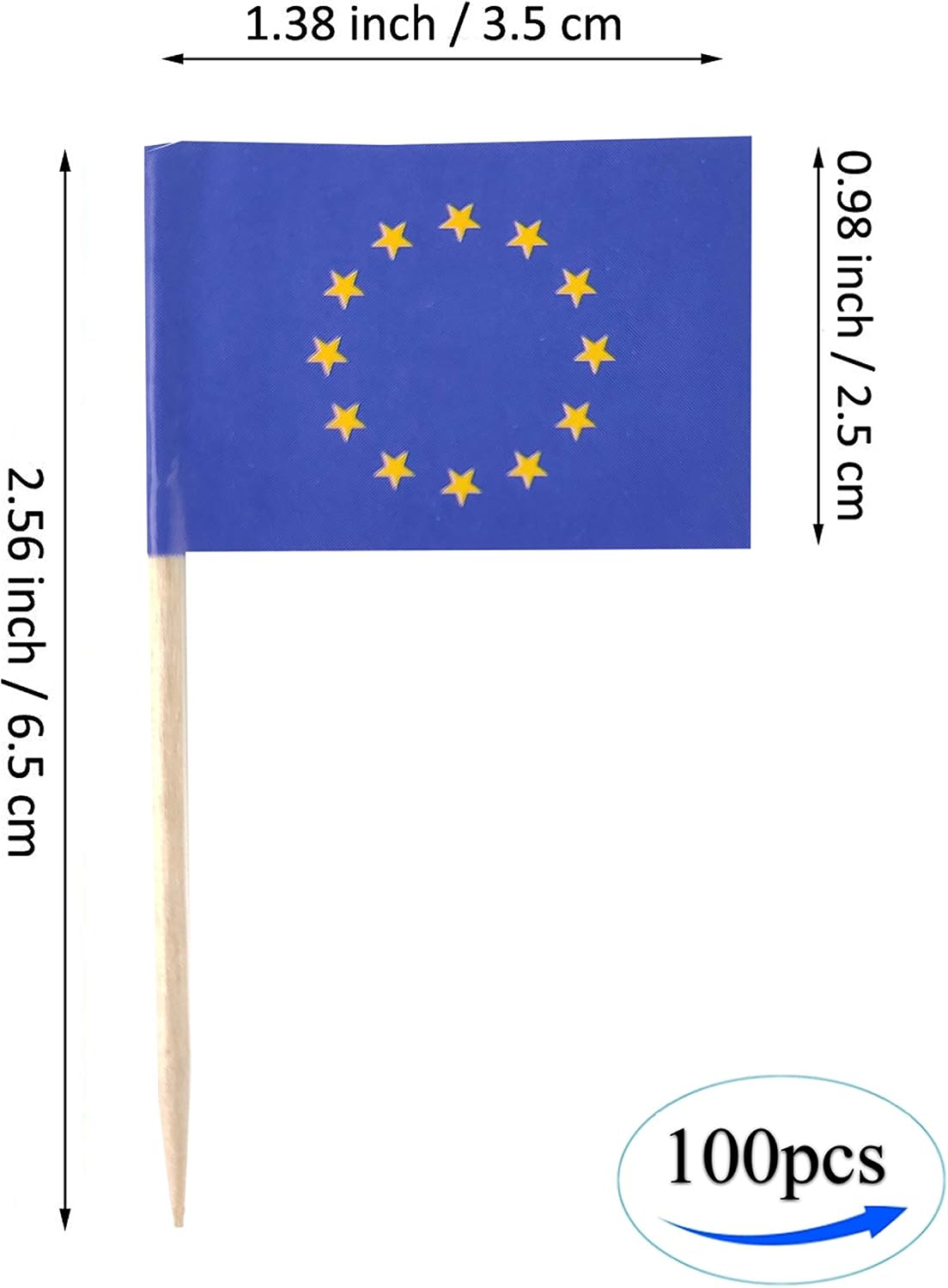 Banderas UE mini para cupcakes 100 pzas