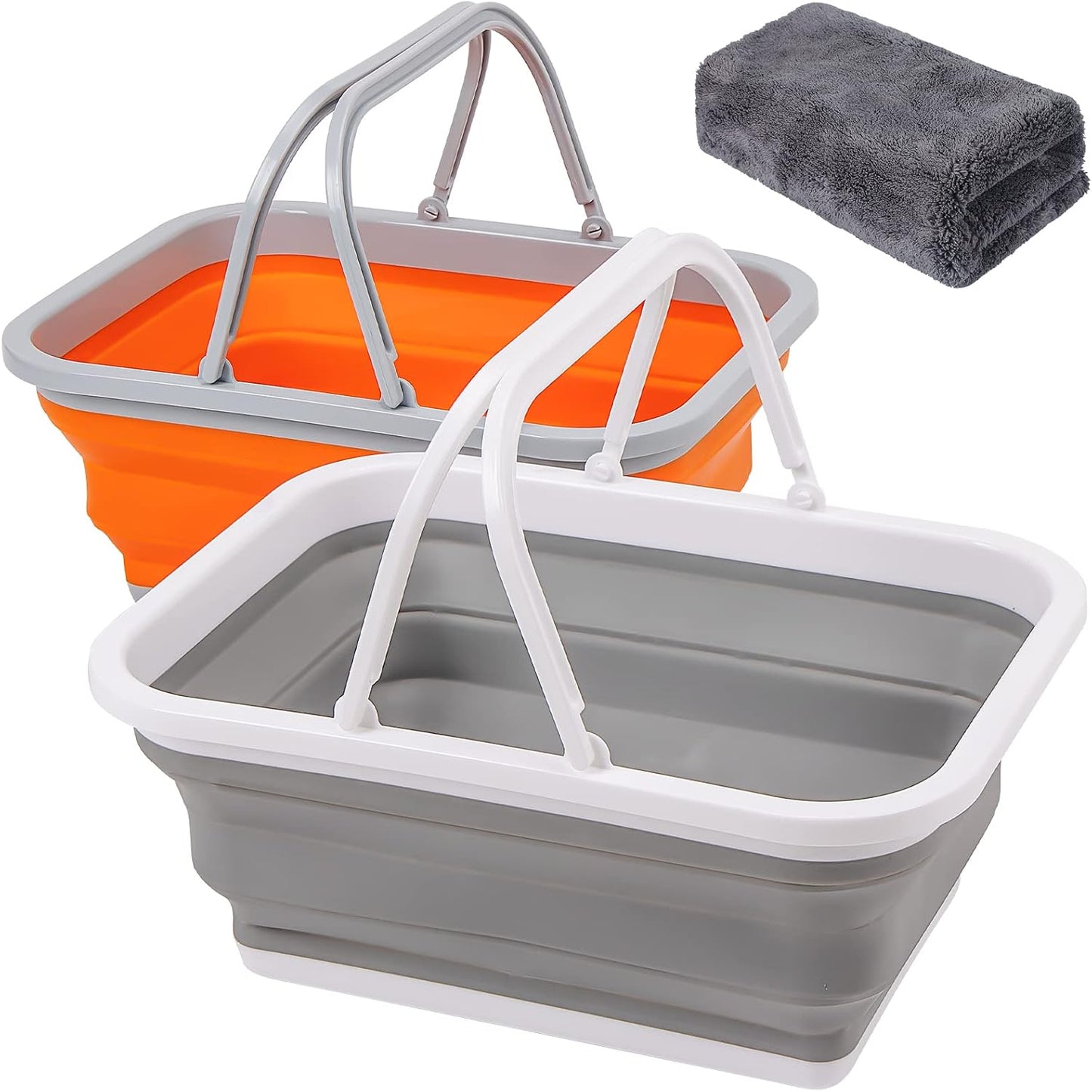 Fregadero plegable con toalla asa 9L para camping y hogar