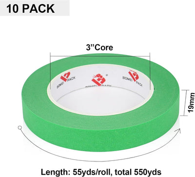 Cinta pintor verde 0.75pulg 10 rollos 55yd