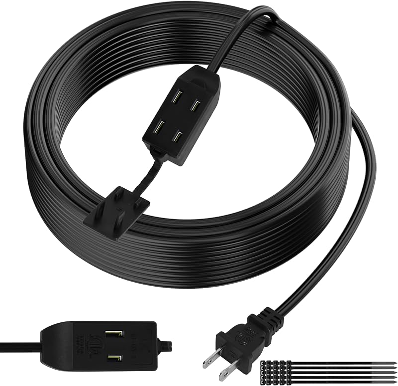 Cable extensión 4ft 2 clavijas 3 tomas plano ETL OFC