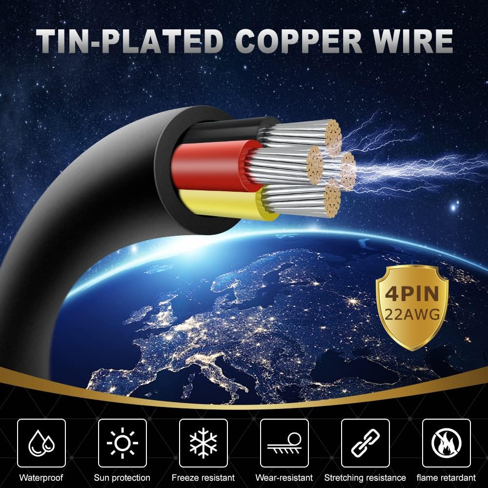 Cable audio PVC negro trenzado 22AWG 4 conductores cobre estañado