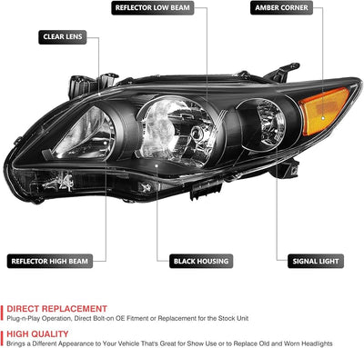 Set faros delanteros Toyota Corolla 11-13 negro/ámbar