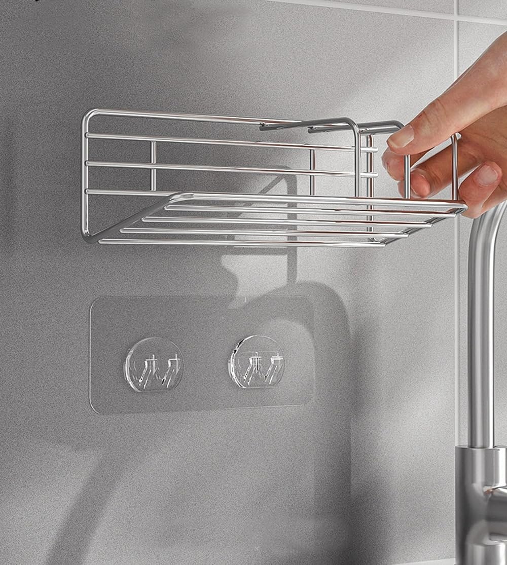 Soporte adhesivo esponja fregadero acero inox organizador