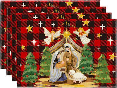 4 Pzas Manteles Navidad 12x18pulg Mesa Kogiya