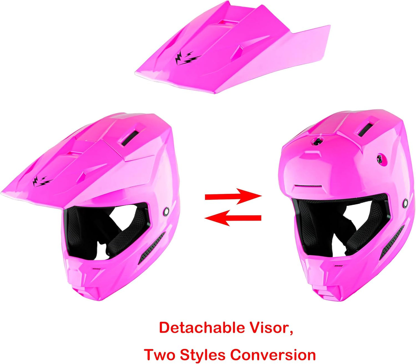 Casco motocross niños multideporte rosa gafas guantes pack