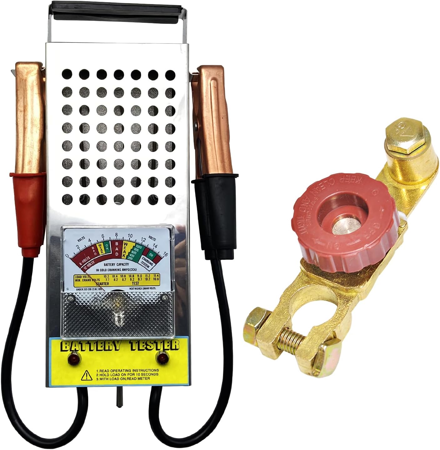 Probador carga batería 12V 6V con pinzas cocodrilo