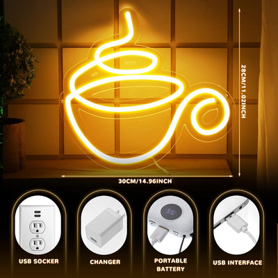 Letrero neón led decoración cafetería tienda pub