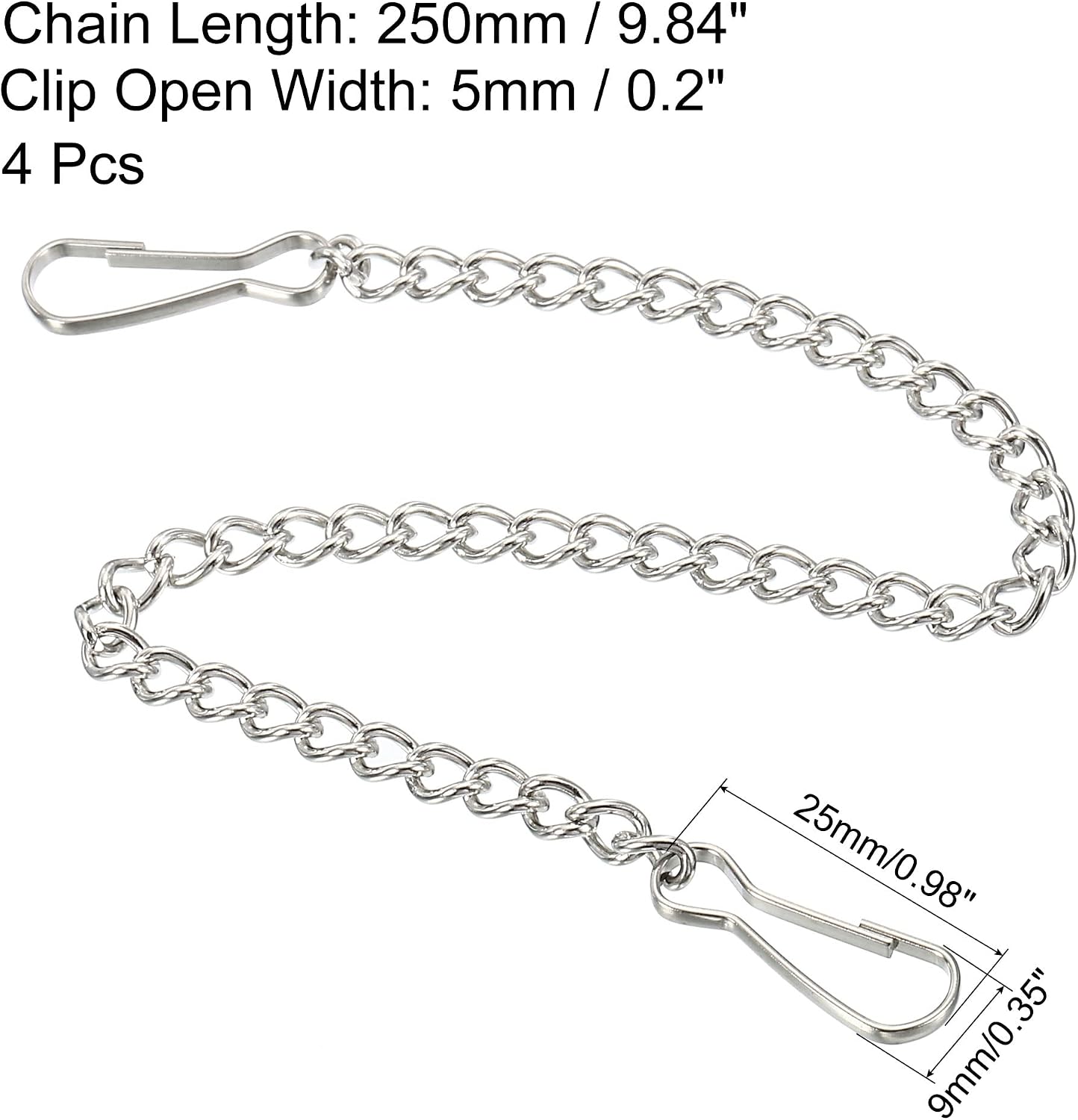 Cadena colgante acero inox 9.84pulg ganchos jardín set 4