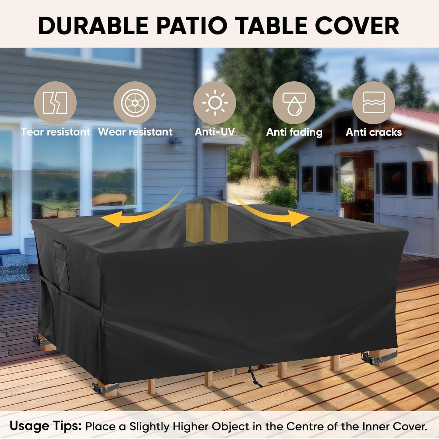 Fundas Oxford para muebles patio 138x86x32pulg negro