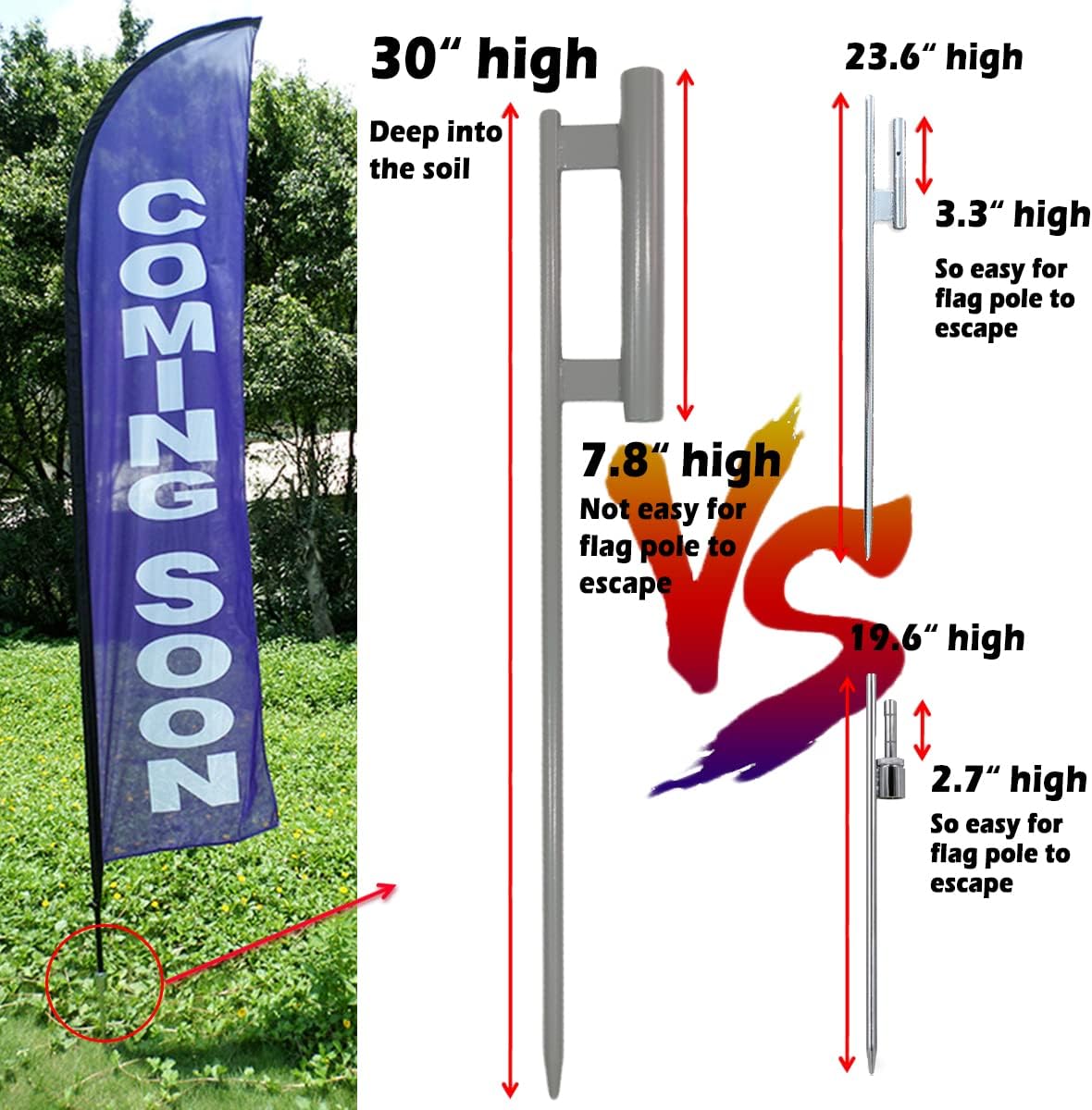 Estaca tierra resistente 30" para asta bandera Swooper