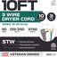 Cable extensión secadora 10/3 STW NEMA 10-30 30A gris