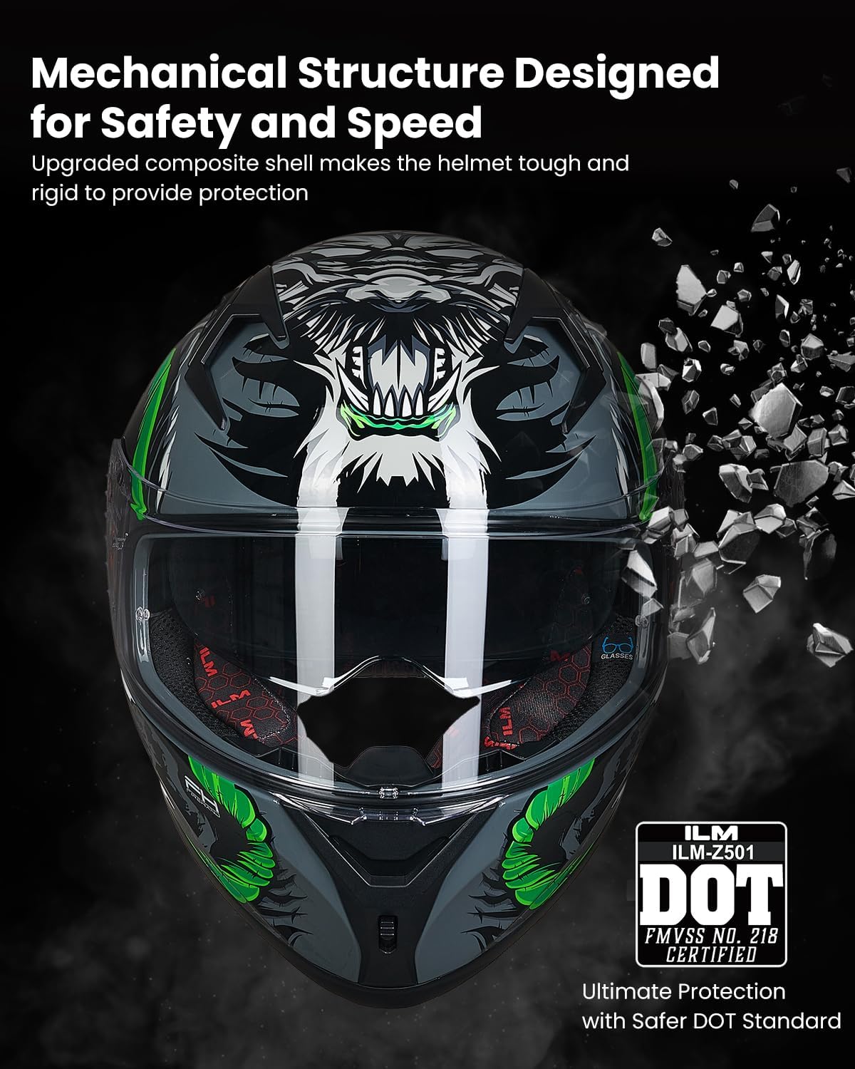 Casco motocicleta Z501 pinlock visera transparente y