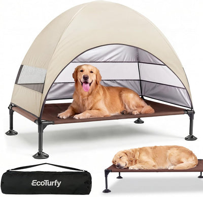 Cama elevada para perros con dosel UV y malla transpirable