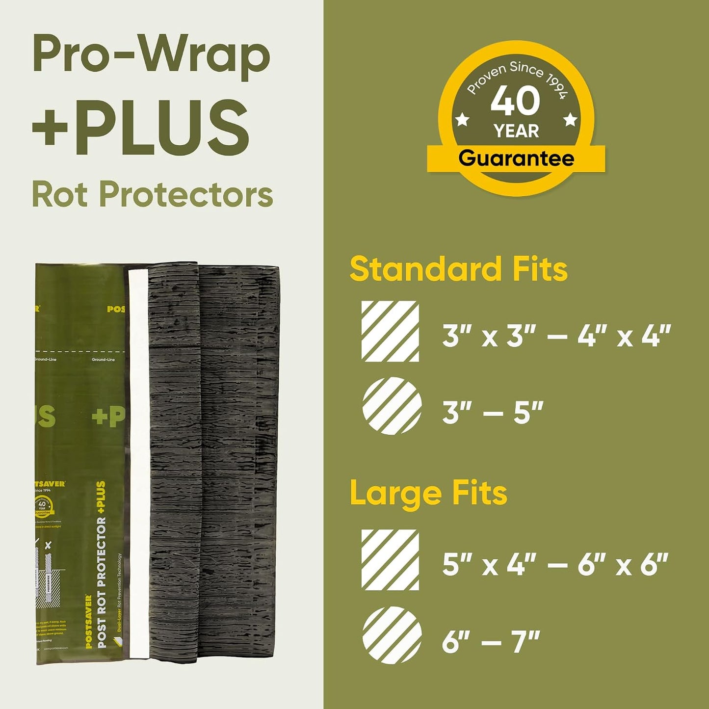 Protector pudrición postes valla pack 5 5x5 a 6x6 pulg