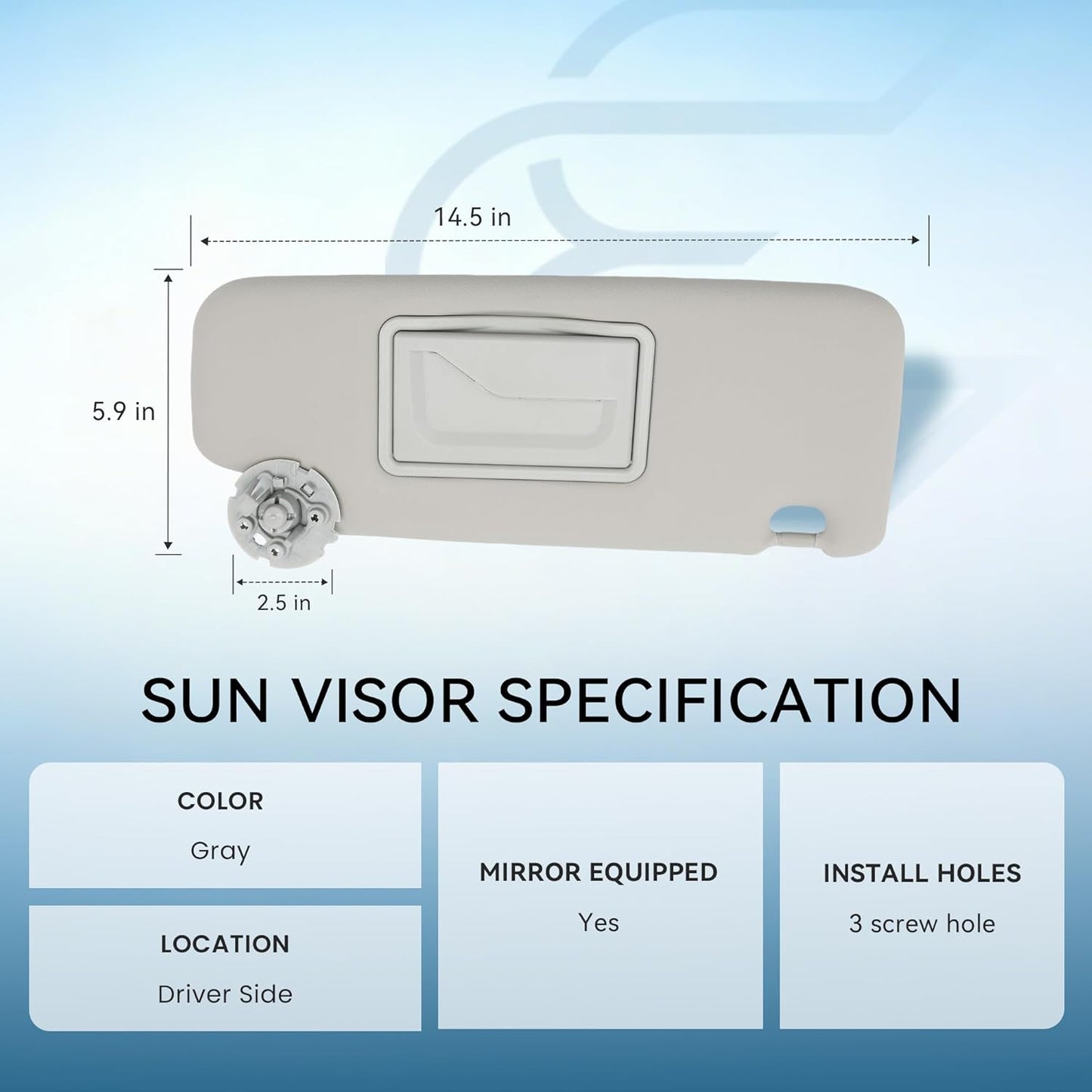 Visera solar con espejo para Chevy Cruze 11-19 gris