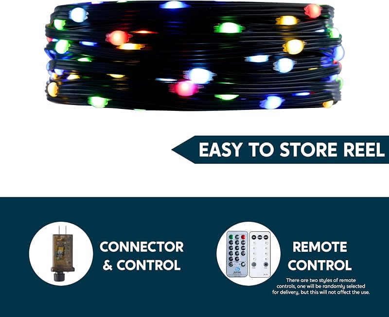 600 Luces LED Navidad Exterior 198ft Multicolor Control