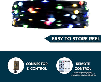 600 Luces LED Navidad Exterior 198ft Multicolor Control