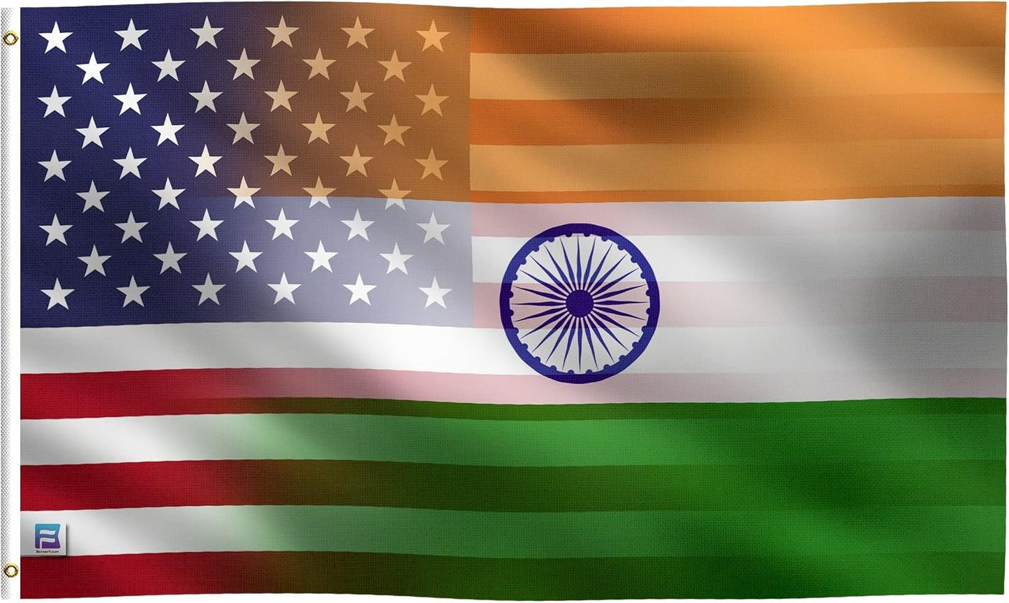 Bandera híbrida India 3x5ft 100% poliéster ojales latón