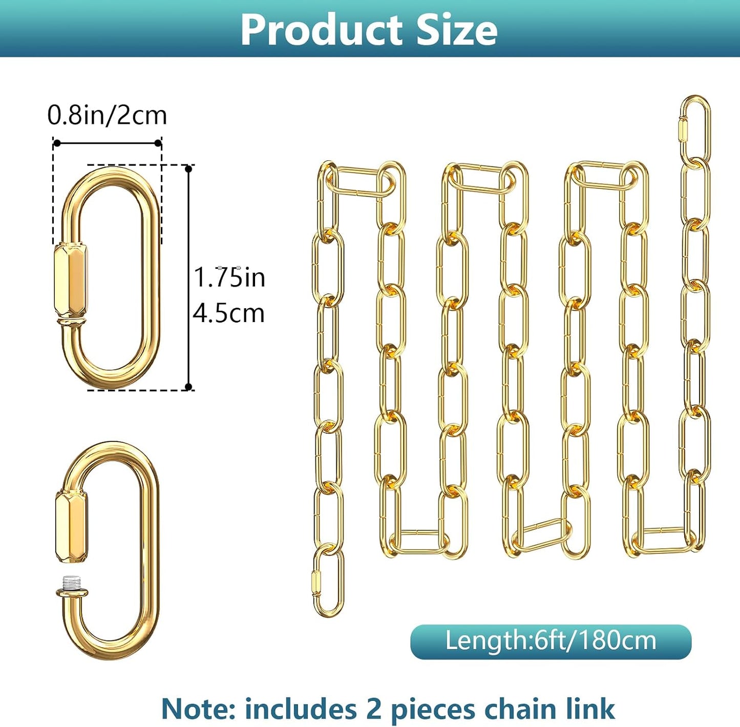 Cadena lámpara dorada 6ft ajustable metal 2 Pzas