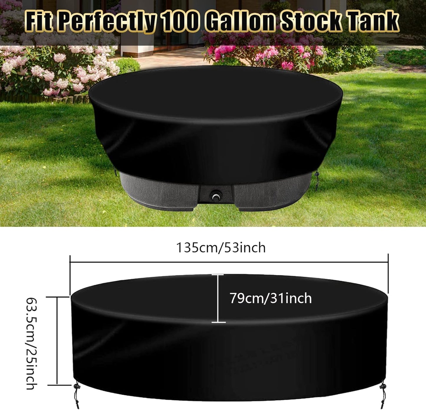 Cubierta impermeable tanque oval 100gal uso exterior