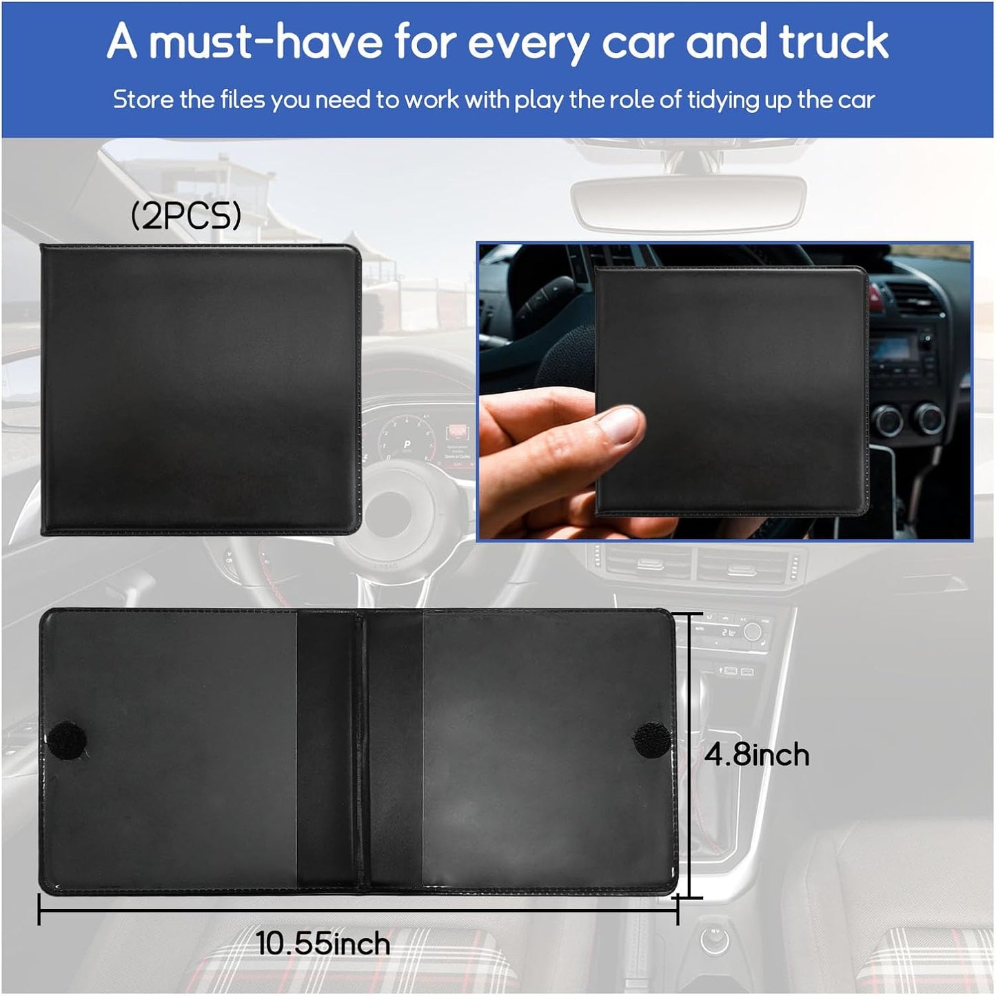 2 Pzas Soportes Guantera Auto 10.6x4.8pulg Con Cierre