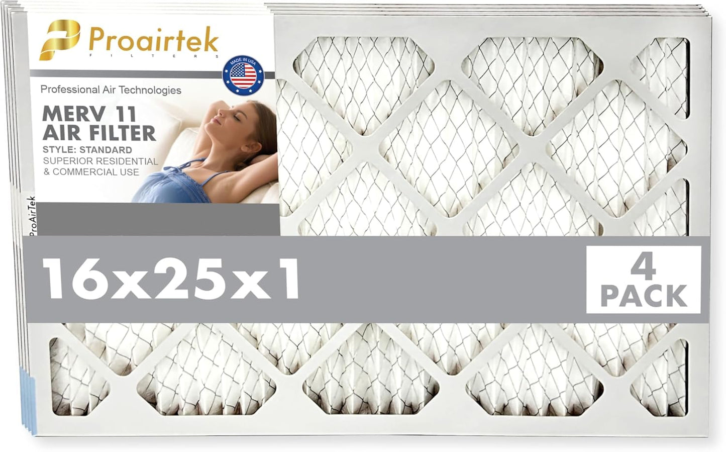 Pack 4 filtros aire MERV 11 modelo 16x25x1