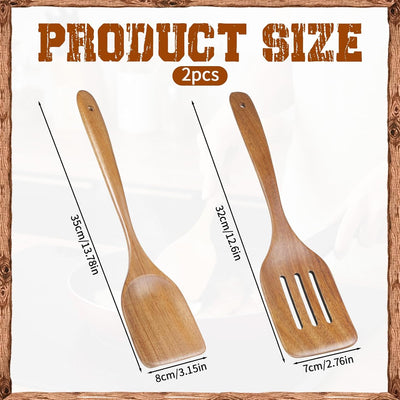 Set 2 Espátulas Planas Madera y Volteador Antiarañazos