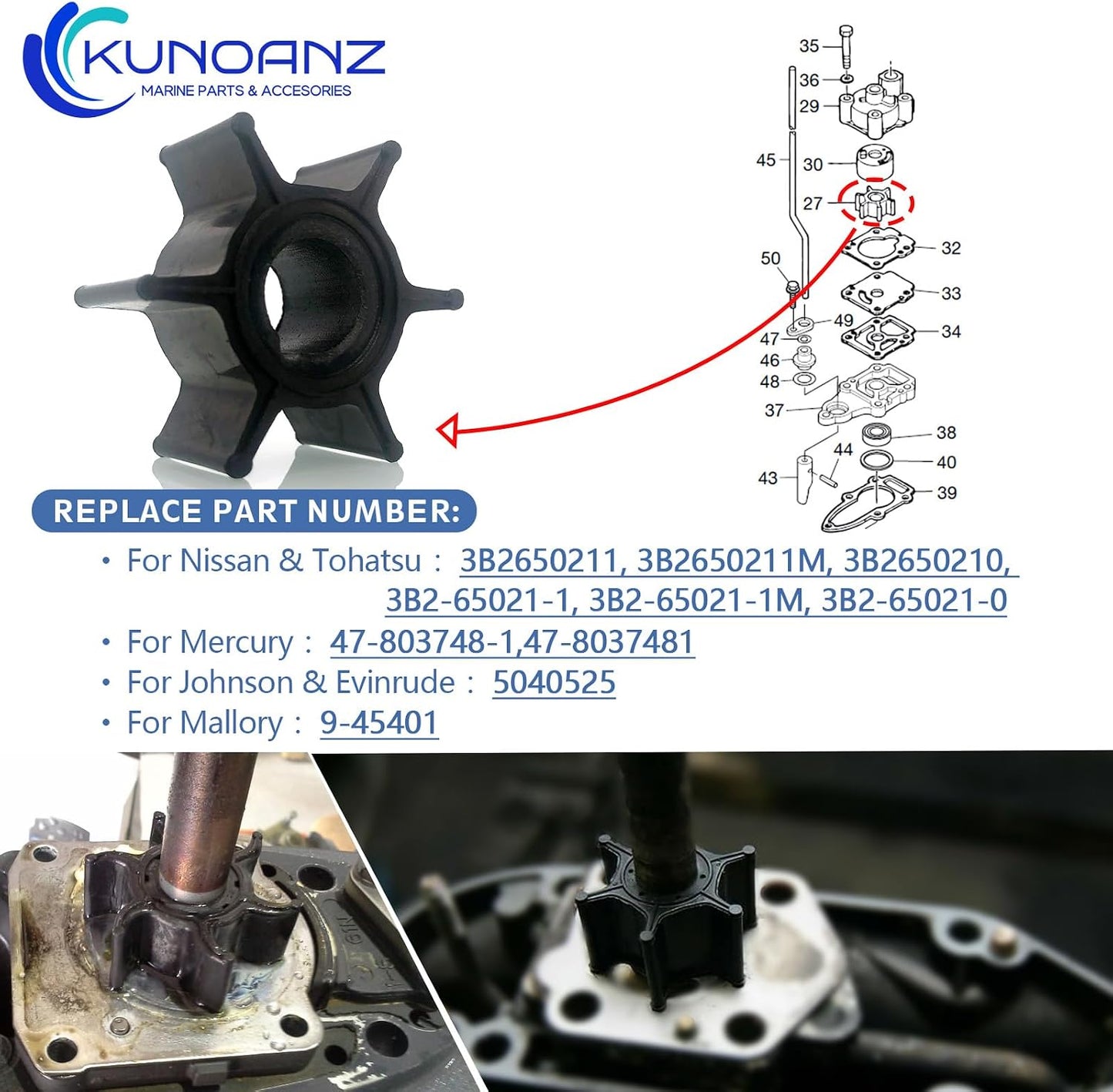 Impulsor bomba agua Nissan Tohatsu Mercury