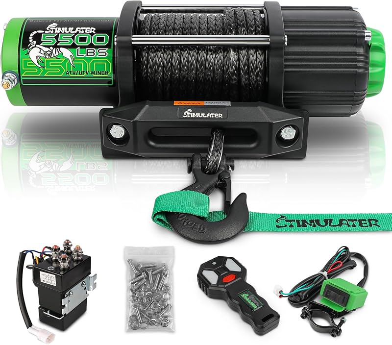 Cabrestante eléctrico ATV 12V cuerda 1/4pulg x50ft