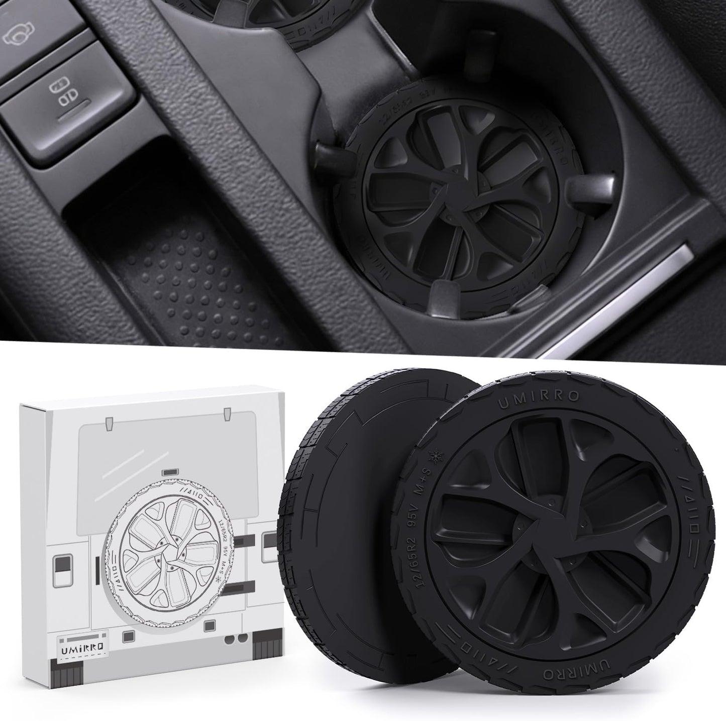 Portavasos silicona estilo neumático para coche color negro