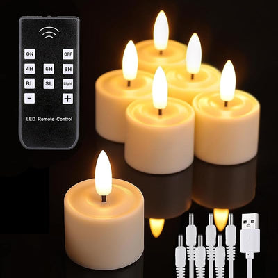 Velas LED recargables con control remoto 6 pzas para decoración