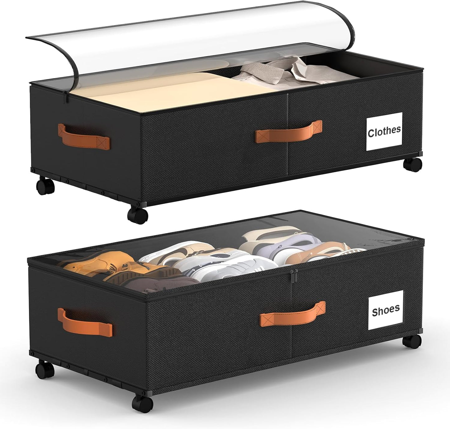 Contenedores almacenamiento bajo cama con ruedas 9.5"