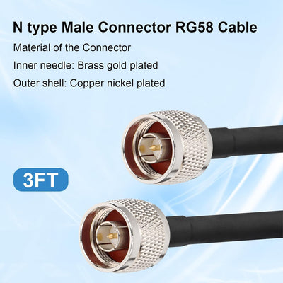 Cable extensión coaxial RG58 N macho N macho 50 ohmios