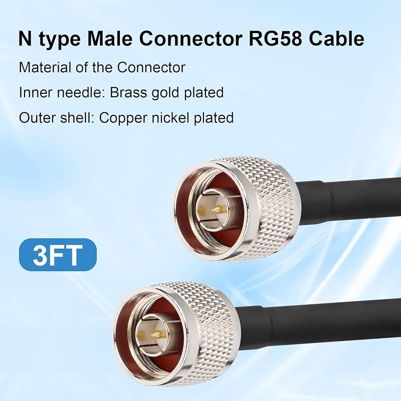 Cable extensión coaxial RG58 N macho N macho 50 ohmios