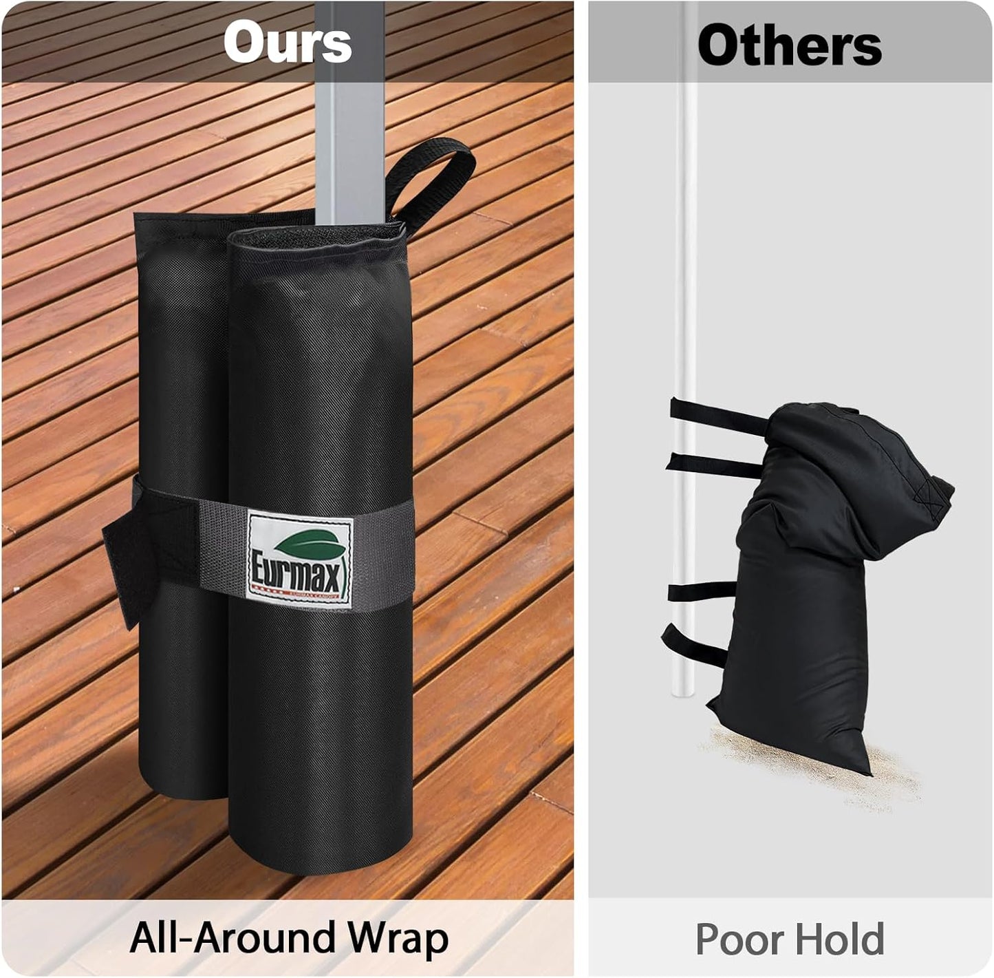 Bolsas peso toldo emergente refugio exterior set 4 negro