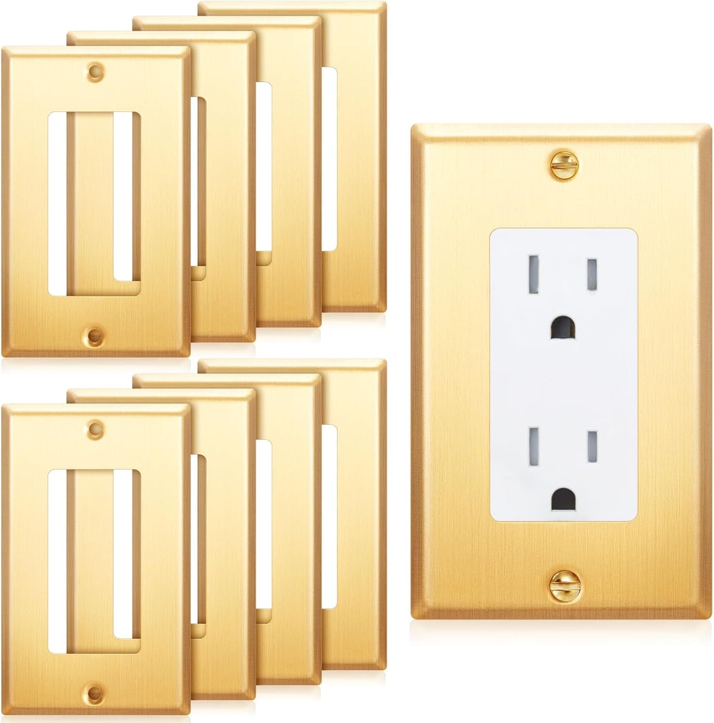 8 Cubiertas Doradas Latón Cepillado para Placa Pared Individual