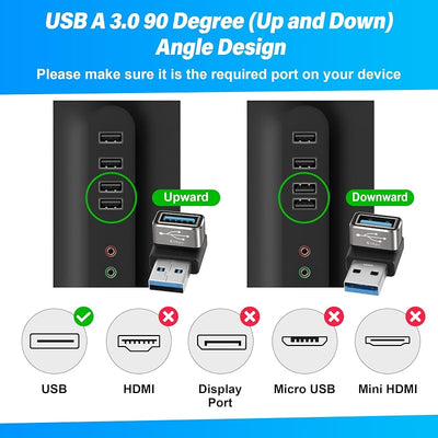 Adaptador USB 3.0 90 grados tipo-A macho a hembra