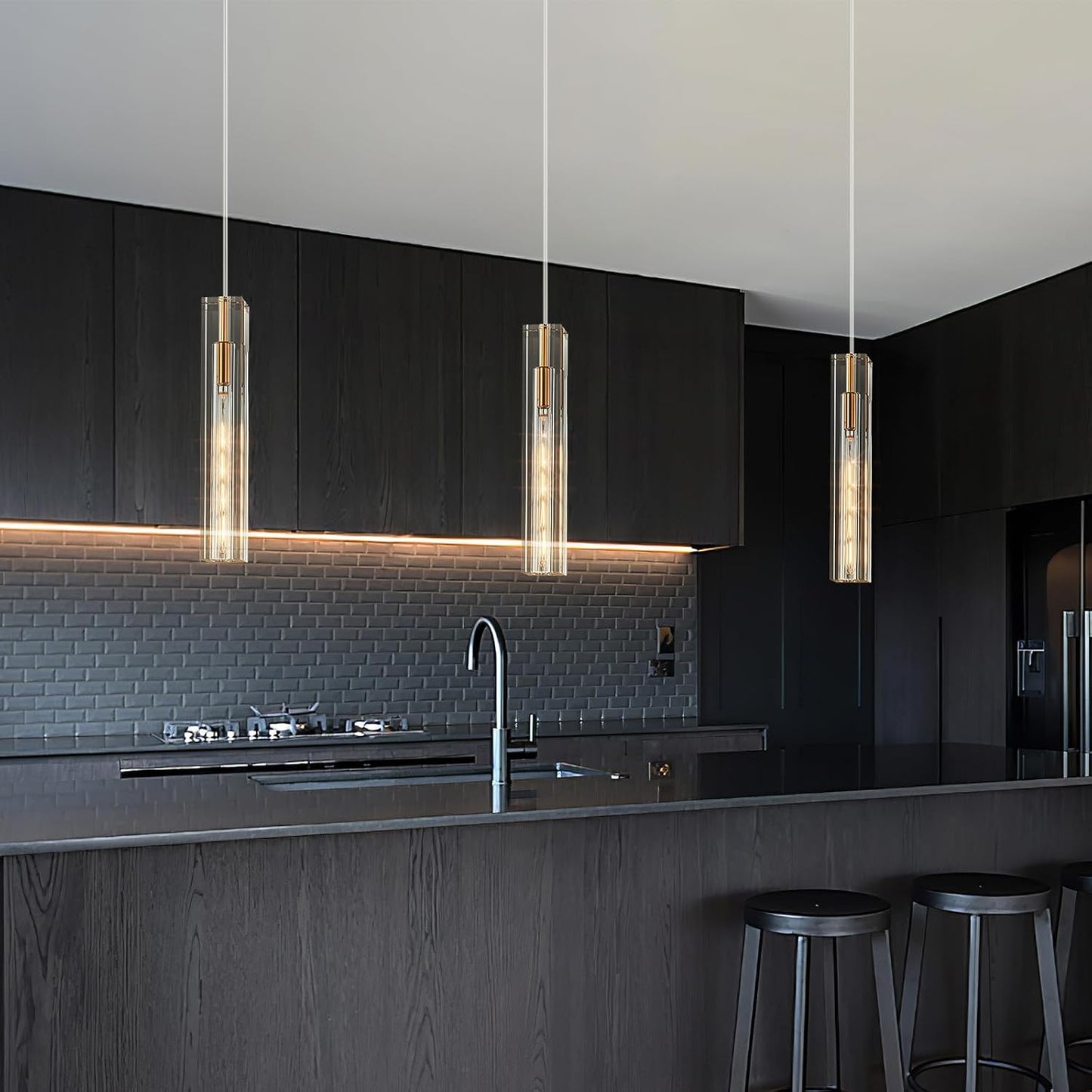Lámparas colgantes de cristal para cocina y sala set 3