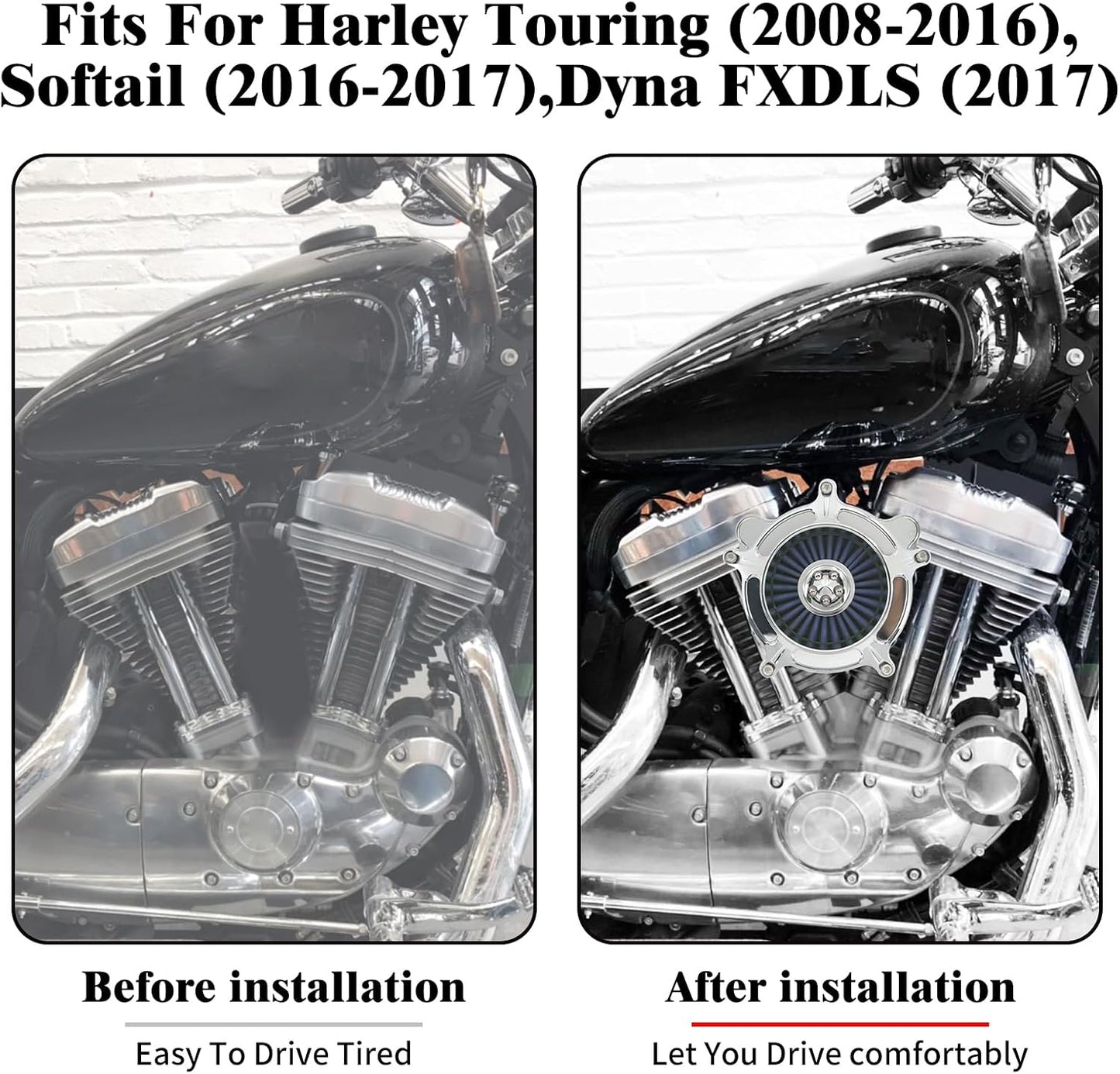 Filtro aire Harley Dyna Softail Touring Trike 08-17 cromo