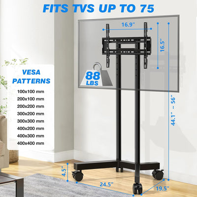 Soporte TV rodante 32-70pulg ajustable hasta 88lb