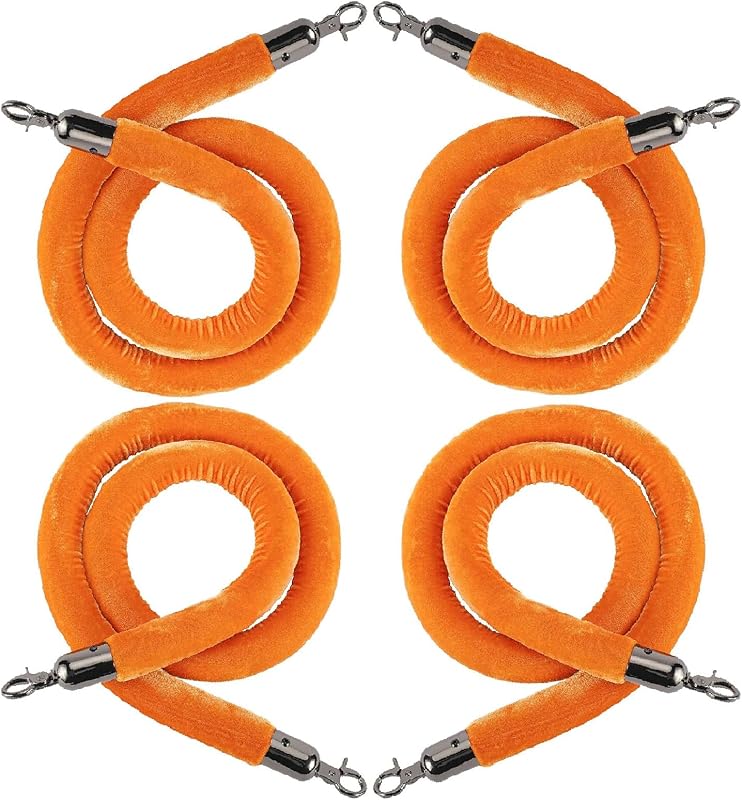 4 Cuerdas Terciopelo Naranja con Ganchos 5ft Barrera
