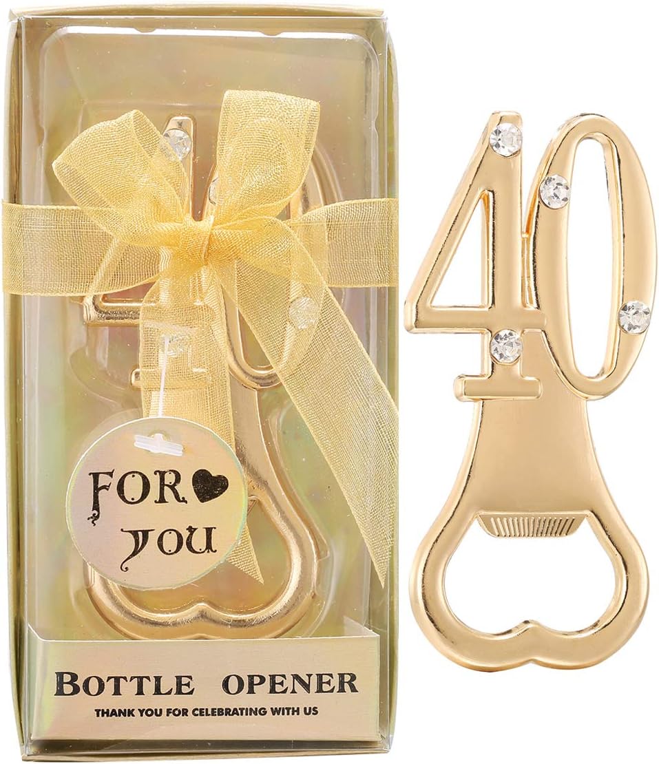 Set 24 Abrebotellas Dorados para Fiesta 40 Cumpleaños