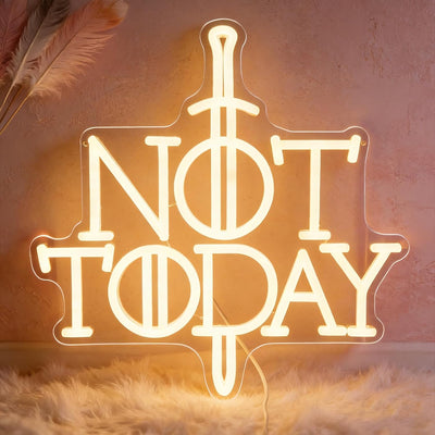Letrero neón Not Today con espada decoración dormitorio