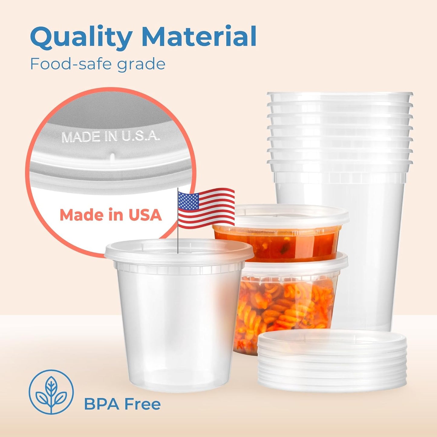 40 Recipientes 16-32oz Plástico Transparente con Tapa