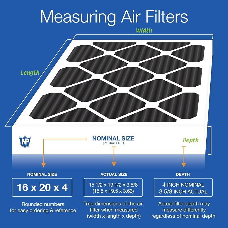 Filtro MERV 8 para horno 16x20x4 plisado carbono puro 6 pzas