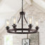 Lámpara colgante de bronce aceitado 6 luces E26 ajustable