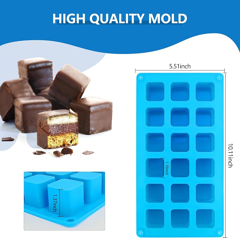 2 Pzas Moldes Silicona Cubo 1.2pulg para Mousse y Brownie
