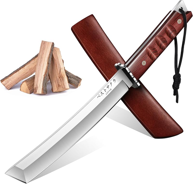 Cuchillo Tanto hoja fija bushcraft con funda madera